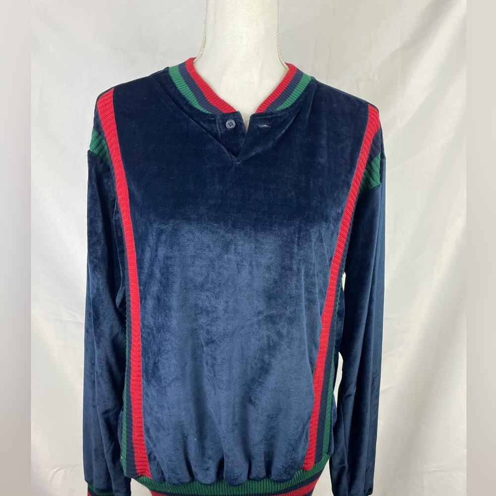The Fox Collection vintage velour navy blue long sleeve top
